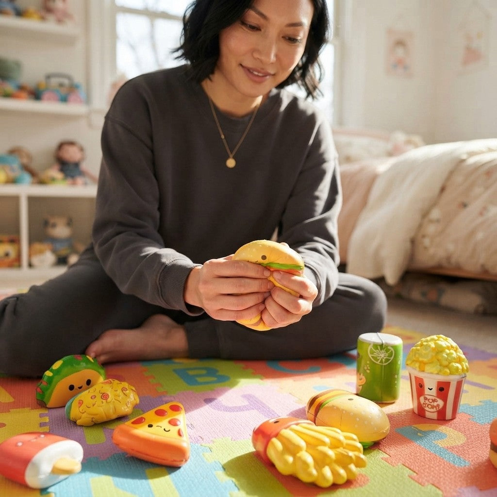12-Piece Mini Foodie Squishy Sensory Toy Set