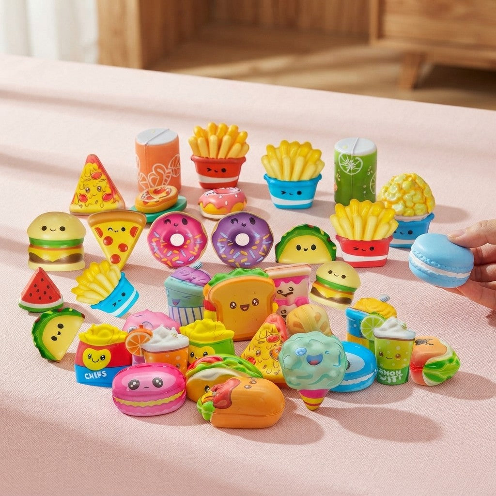 12-Piece Mini Foodie Squishy Sensory Toy Set